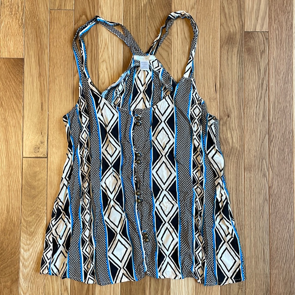 Unique Print Button Down Tunic